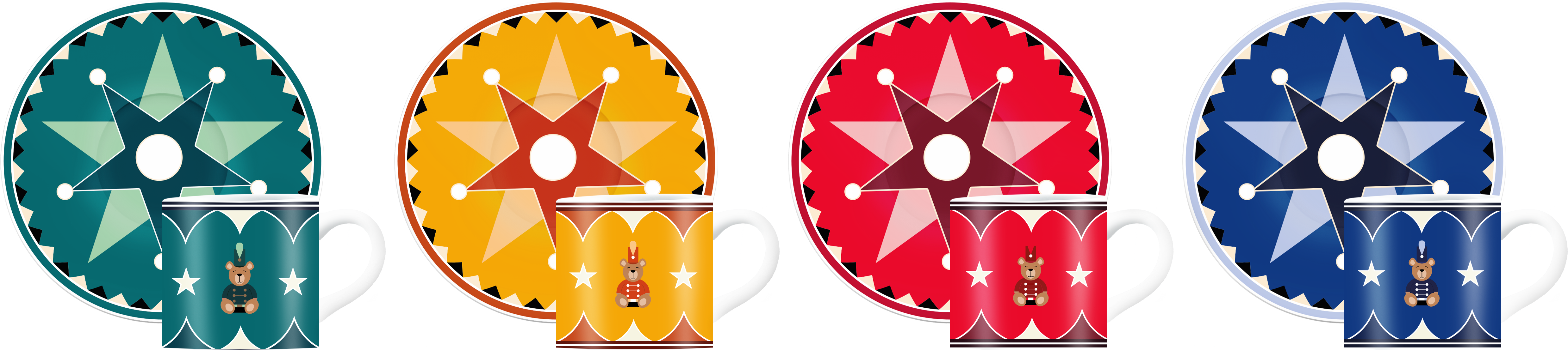 Bialetti Joyful Memories Set 4 Tassen & Untersetzer (80ml)